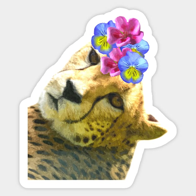 Cute Cheetah Portrait Sticker by Alemi